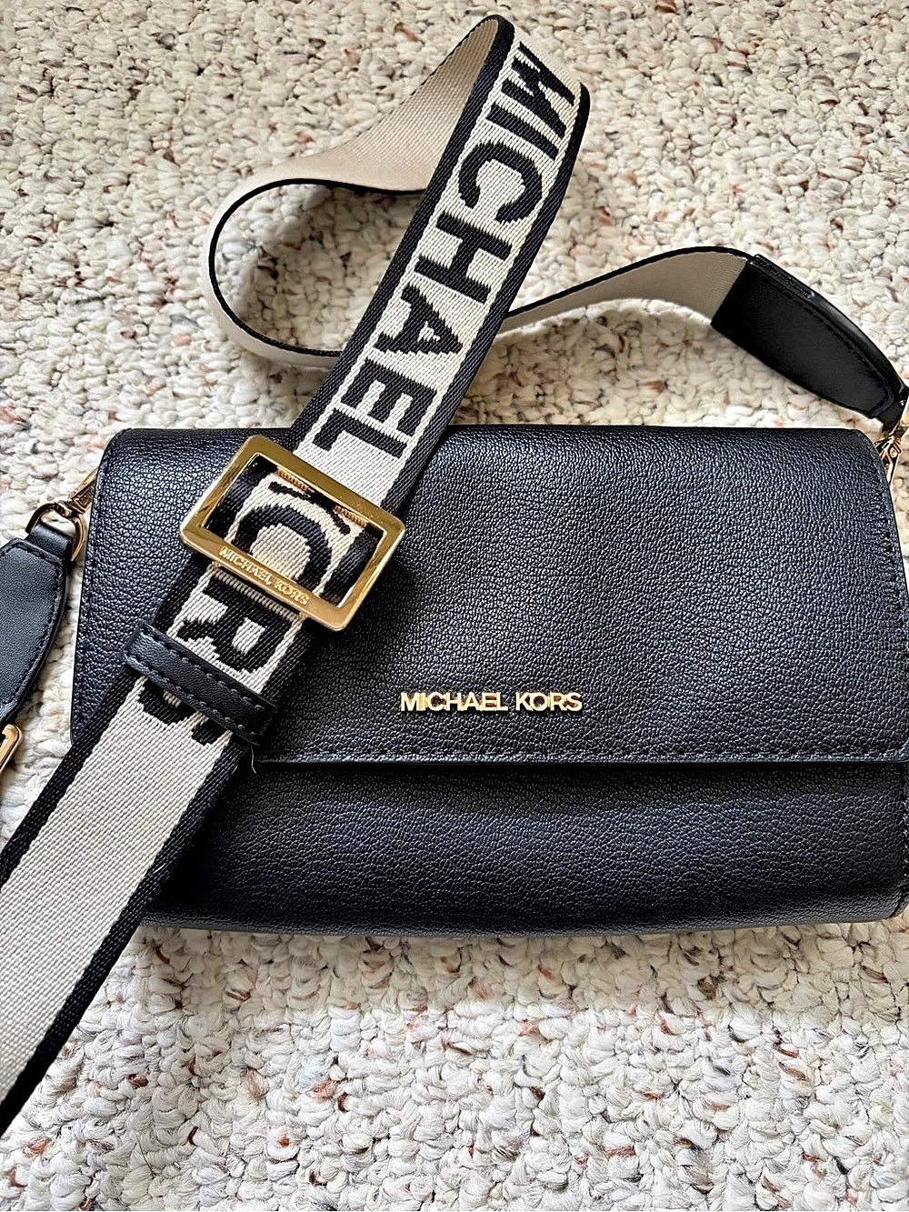 Michael Kors Jet Set Item Large Double Zip Crossbody Black Bag